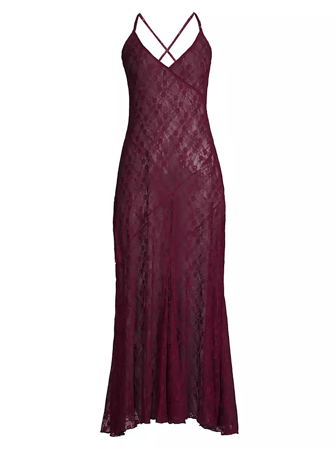 

Маленькое кружевное платье макси Free People, цвет precious wine
