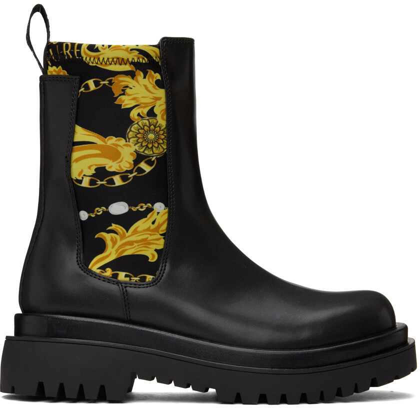 

Черные ботинки челси с принтом Versace Jeans Couture, Черный