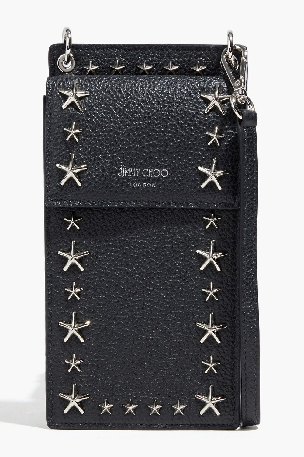 

Сумка для телефона Pegas из шагреневой кожи с заклепками JIMMY CHOO, черный