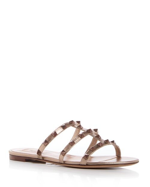 

Женские шлепанцы Rockstud Valentino Garavani, цвет Tan/Beige