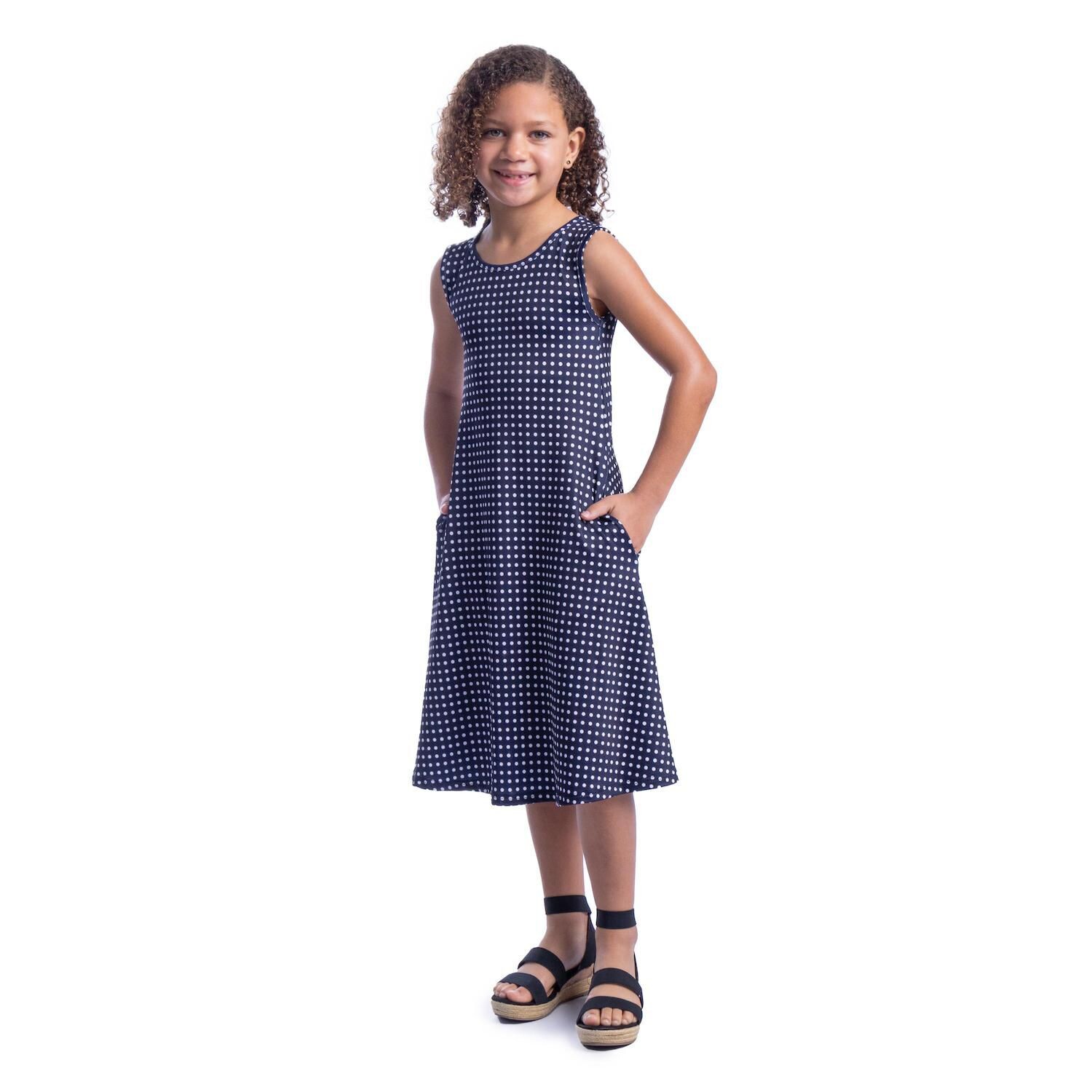

Короткое платье без рукавов с карманами в горошек для девочек 247 Comfort Kids