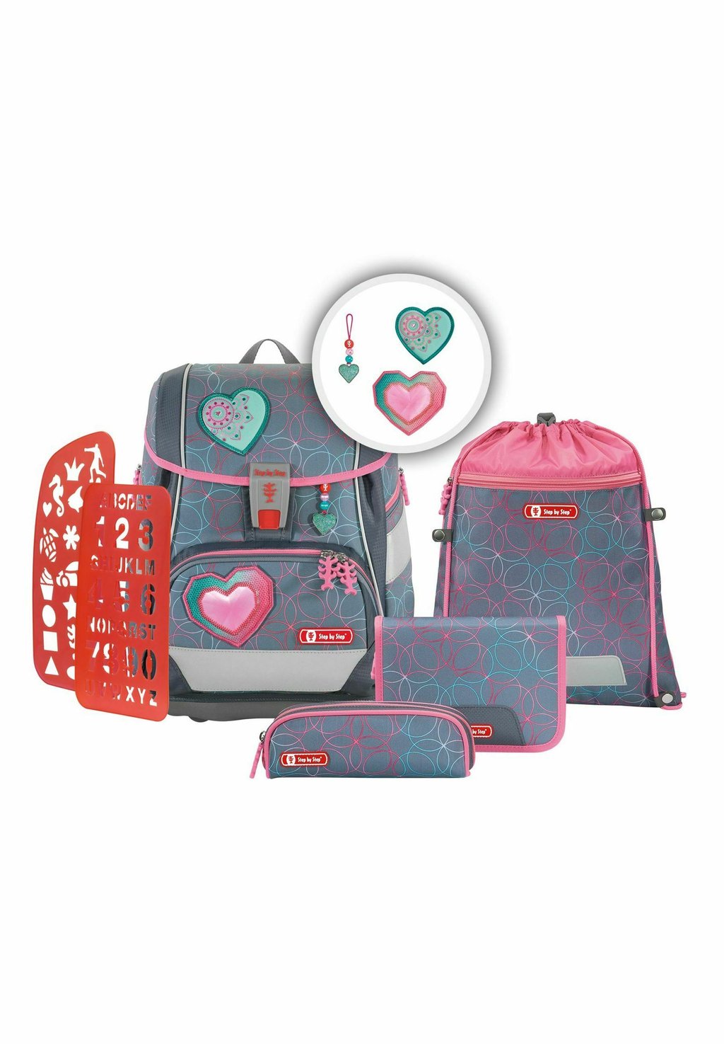 Набор школьных сумок 2IN1 PLUS SET 6TLG Step by Step, цвет glitter heart