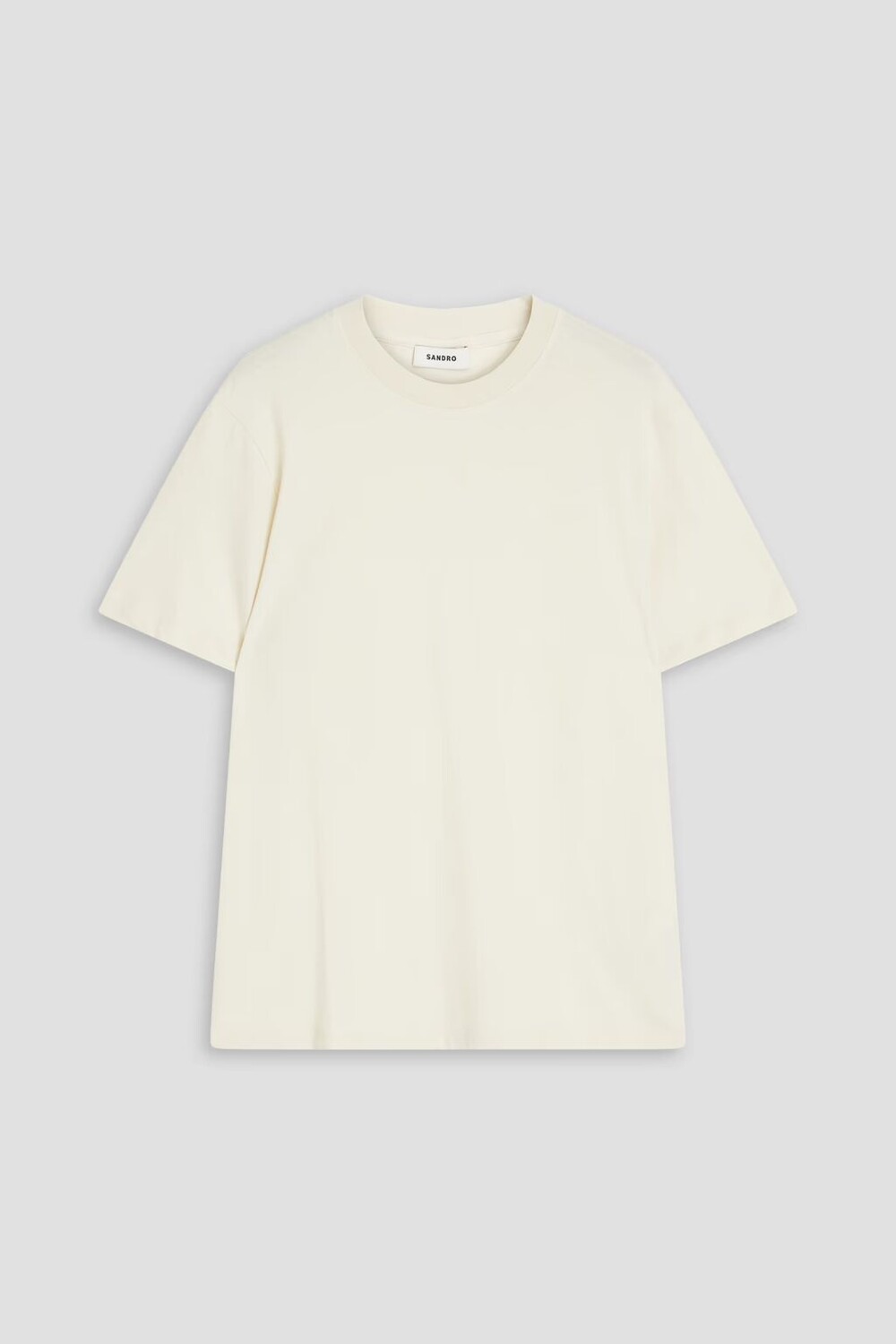 

Футболка из хлопкового джерси с вышитым логотипом Sandro, цвет Off-white