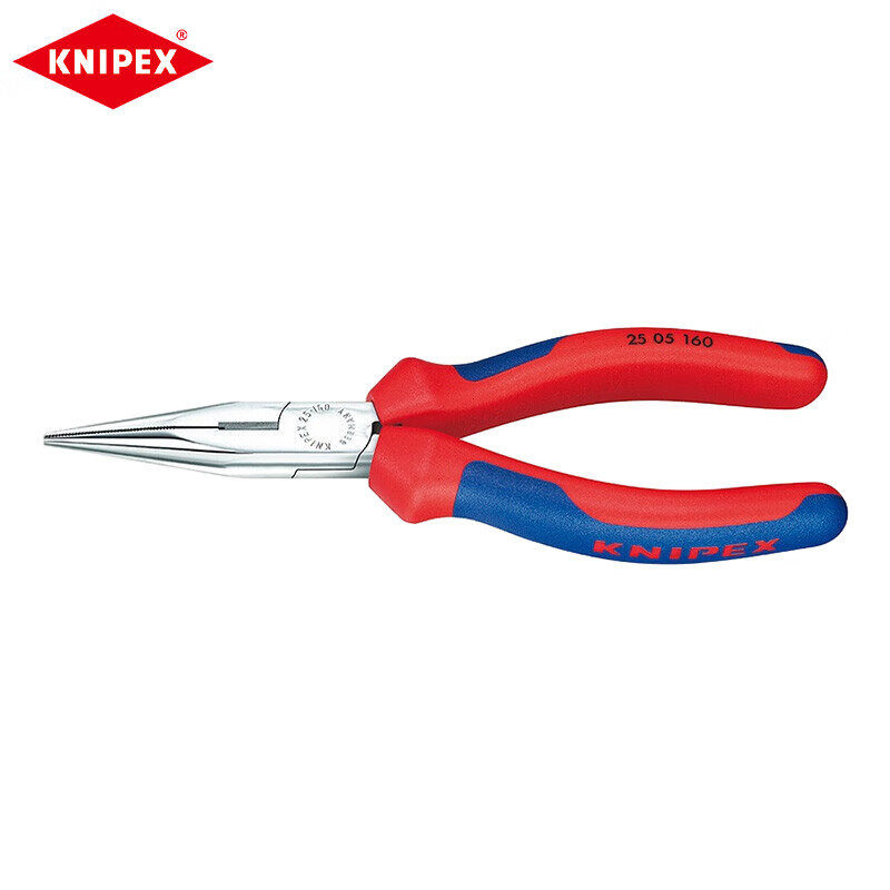 Круглогубцы KNIPEX, 160 мм, двухцветная ручка, хромированная зажимная фурнитура с фиксированным изгибом 22 05 160