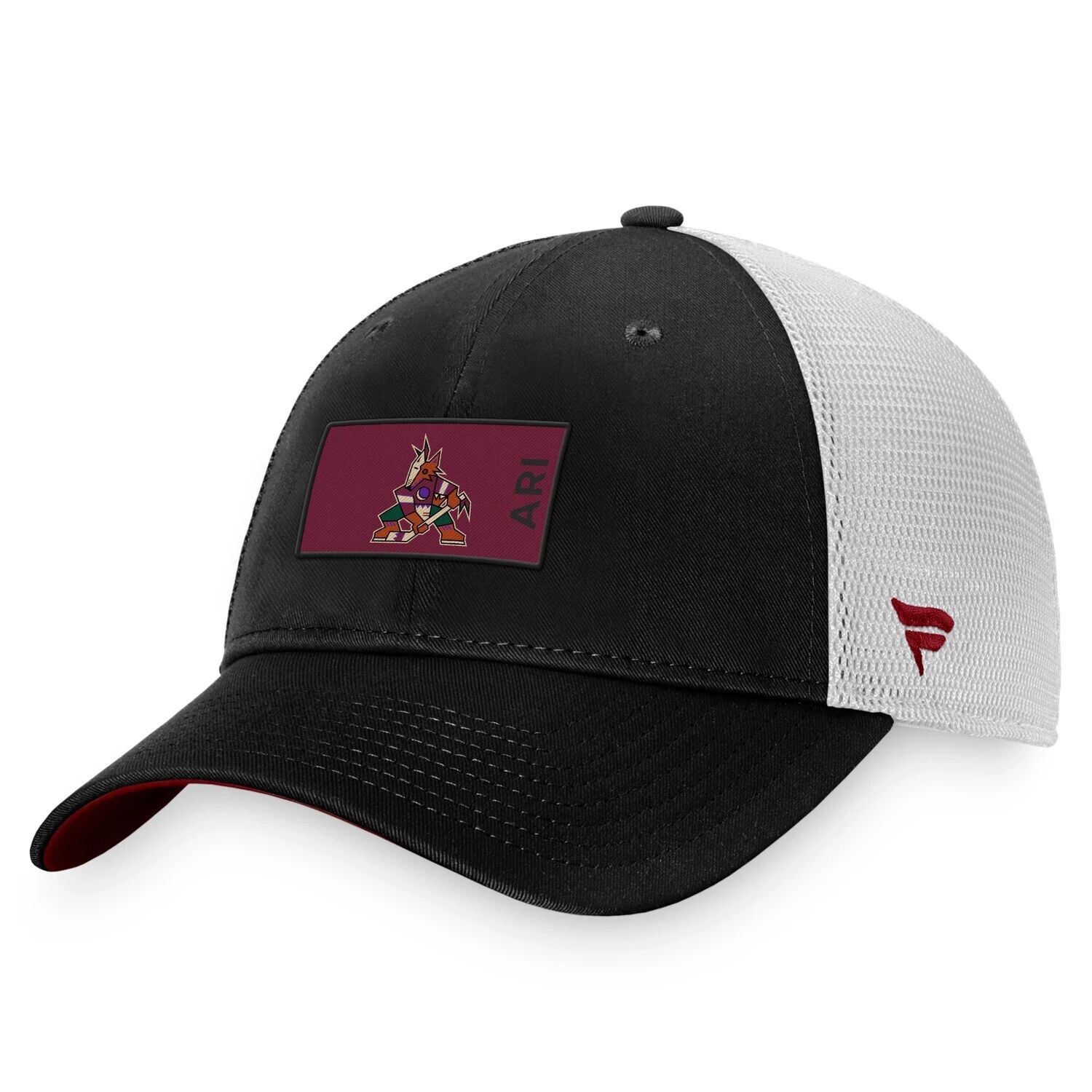 

Мужская фирменная черно-белая кепка Arizona Coyotes Authentic Pro Rink Trucker Snapback с логотипом Fanatics