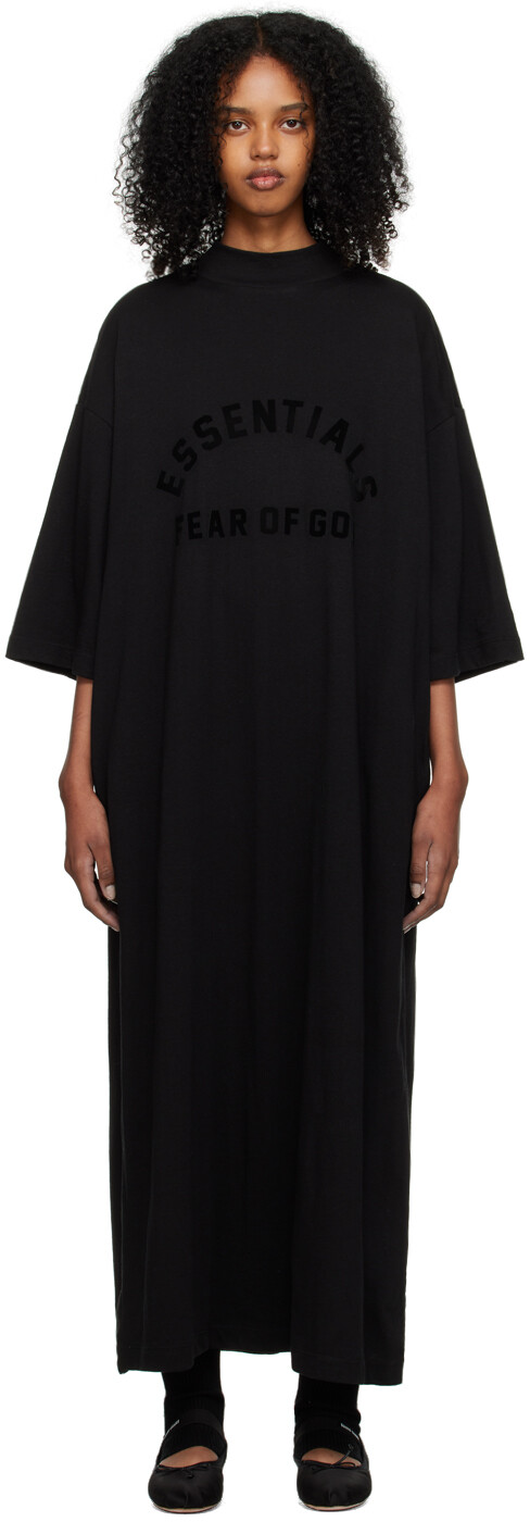 

Черное платье-миди с рукавом 3/4 Fear Of God Essentials