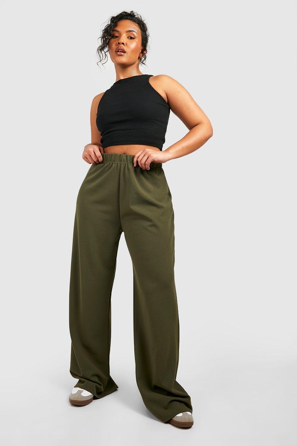 

широкие брюки Boohoo, хаки