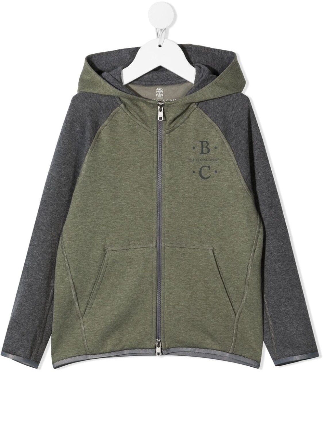 

Brunello Cucinelli Kids худи на молнии с логотипом, зеленый