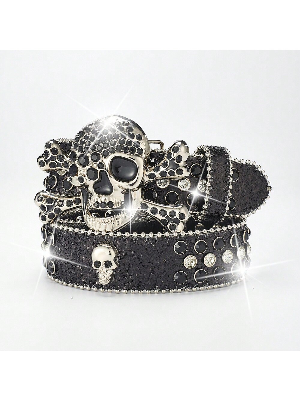 Черный ремень с пряжкой в ​​виде черепа и стразами, черный женское черное ожерелье чокер в стиле панк из искусственной кожи с пряжкой в готическом стиле
