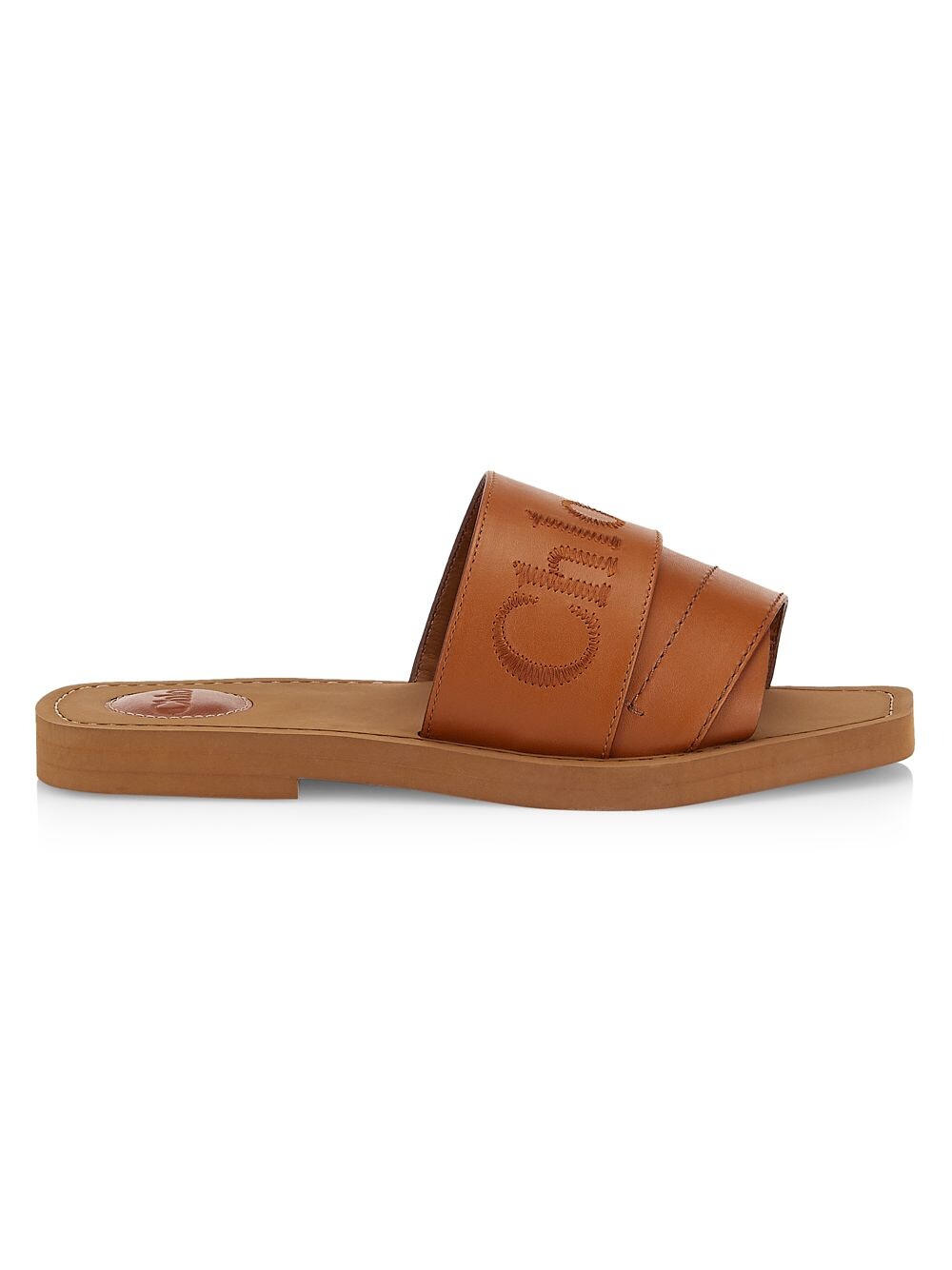 

Кожаные шлепанцы Woody с логотипом Chloé, карамельный