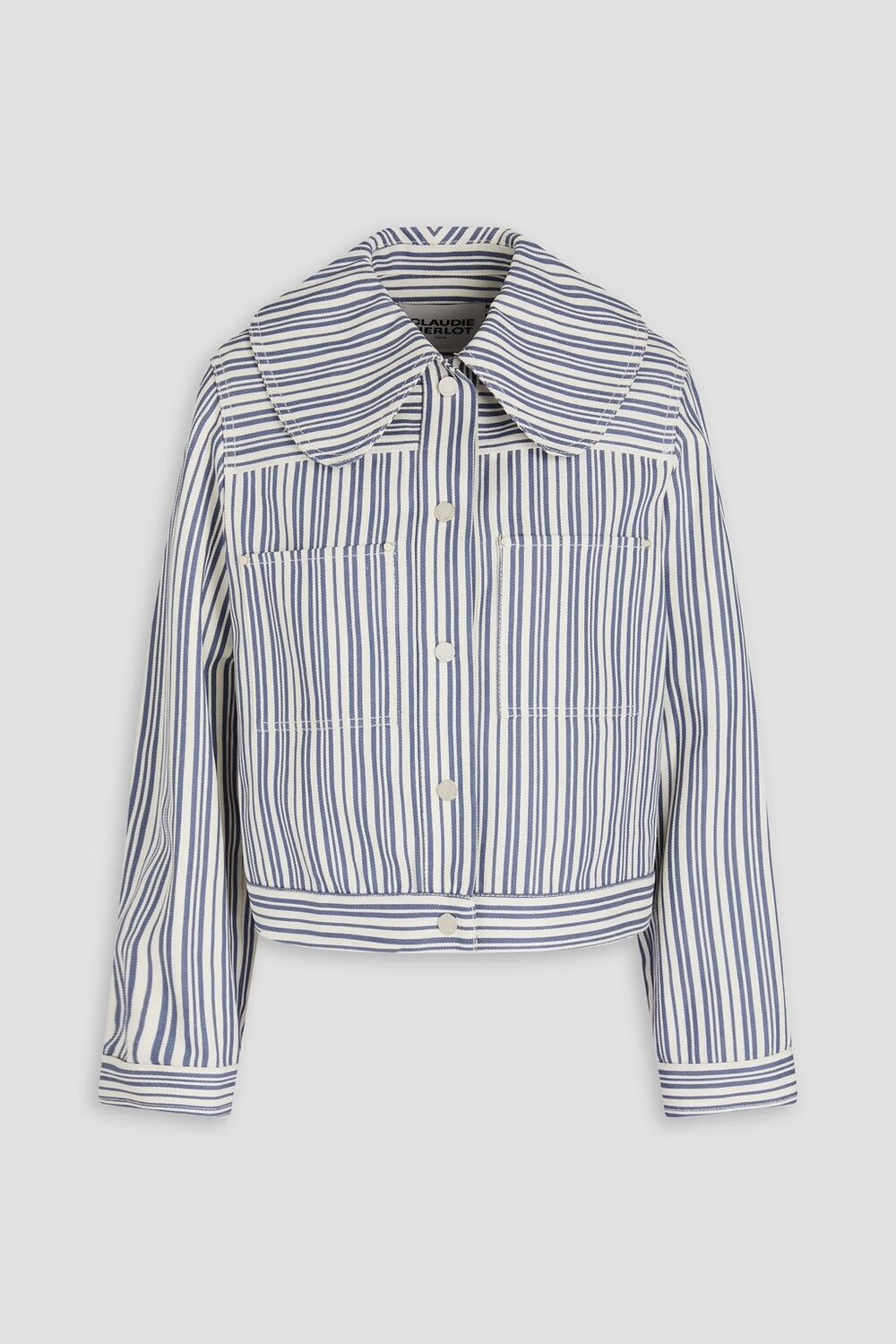 

Полосатая куртка из хлопка и габардина Claudie Pierlot, слоновая кость