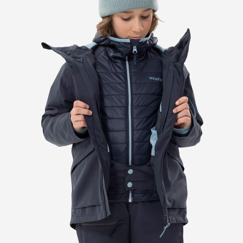 Водонепроницаемая лыжная куртка 3-в-1 для мальчика — FR900 темно-синяя WEDZE, цвет blau