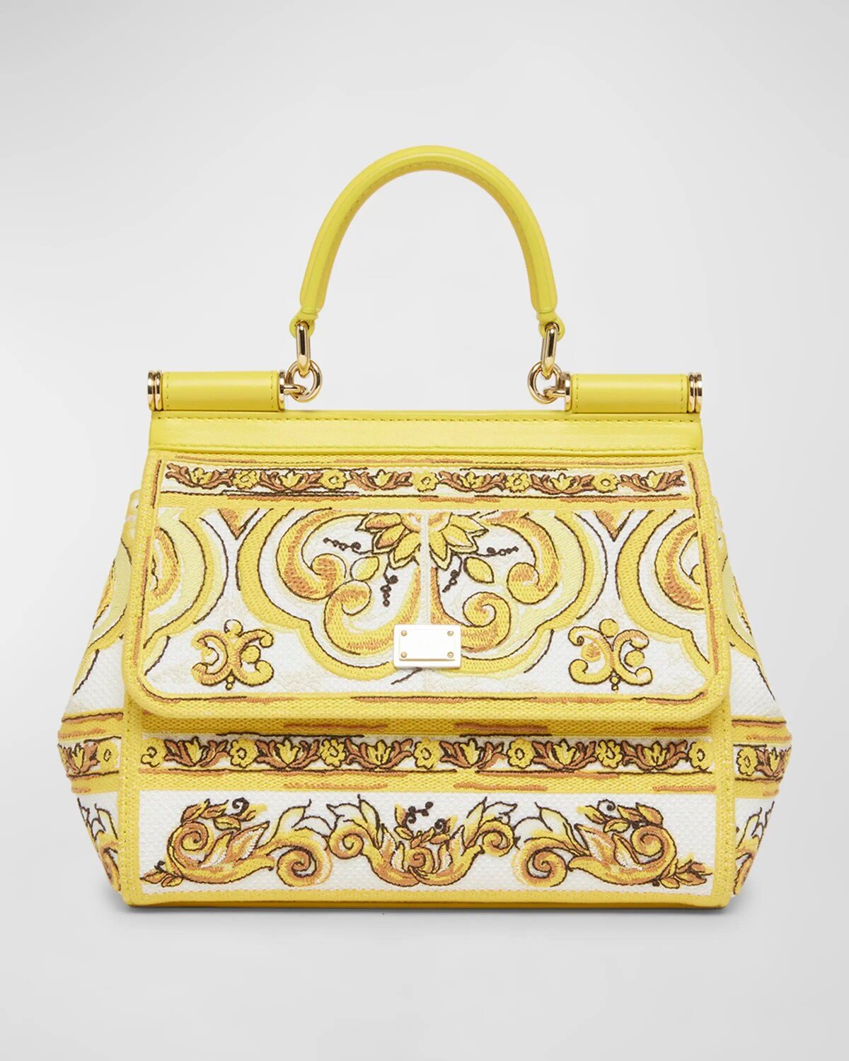 

Маленькая текстильная сумка с ручкой сверху с принтом Sicily Dolce&Gabbana, цвет Azulejos Giallo
