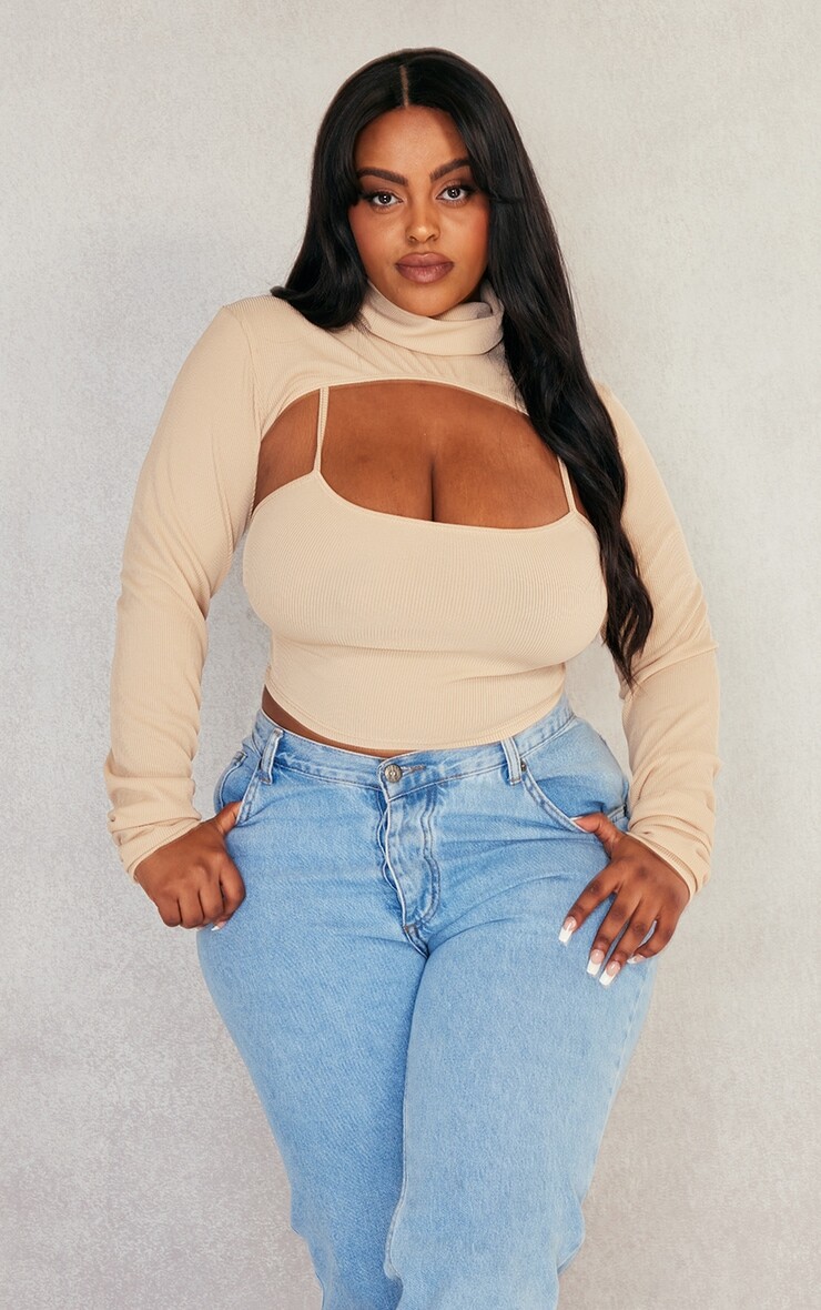 

PrettyLittleThing Укороченный топ телесного цвета с болеро