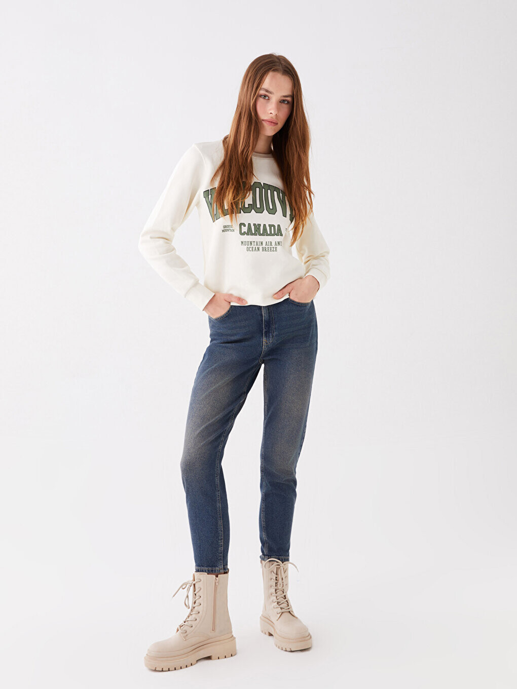 

Женские джинсовые брюки Mom Fit LCW Casual, среднее индиго родео