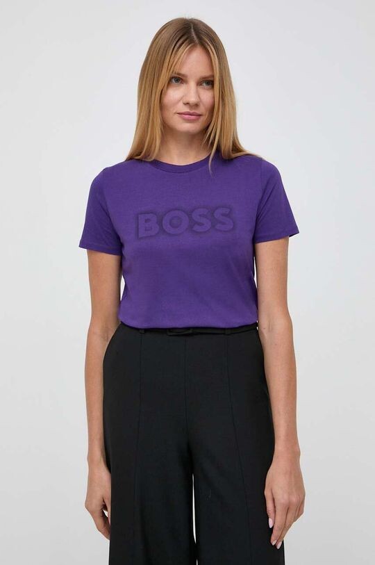 

Хлопковая футболка BOSS ORANGE Boss Orange, фиолетовый