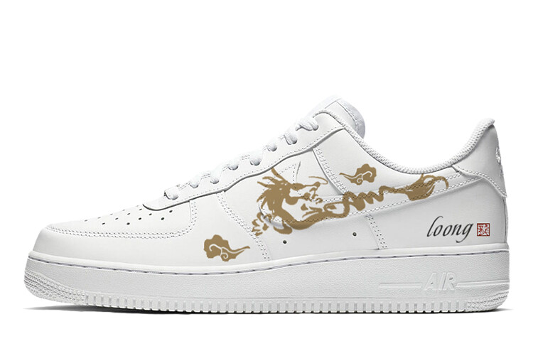 

Кроссовки Nike Air Force 1 Skateboarding Shoes Men Low-top White/gold, белый