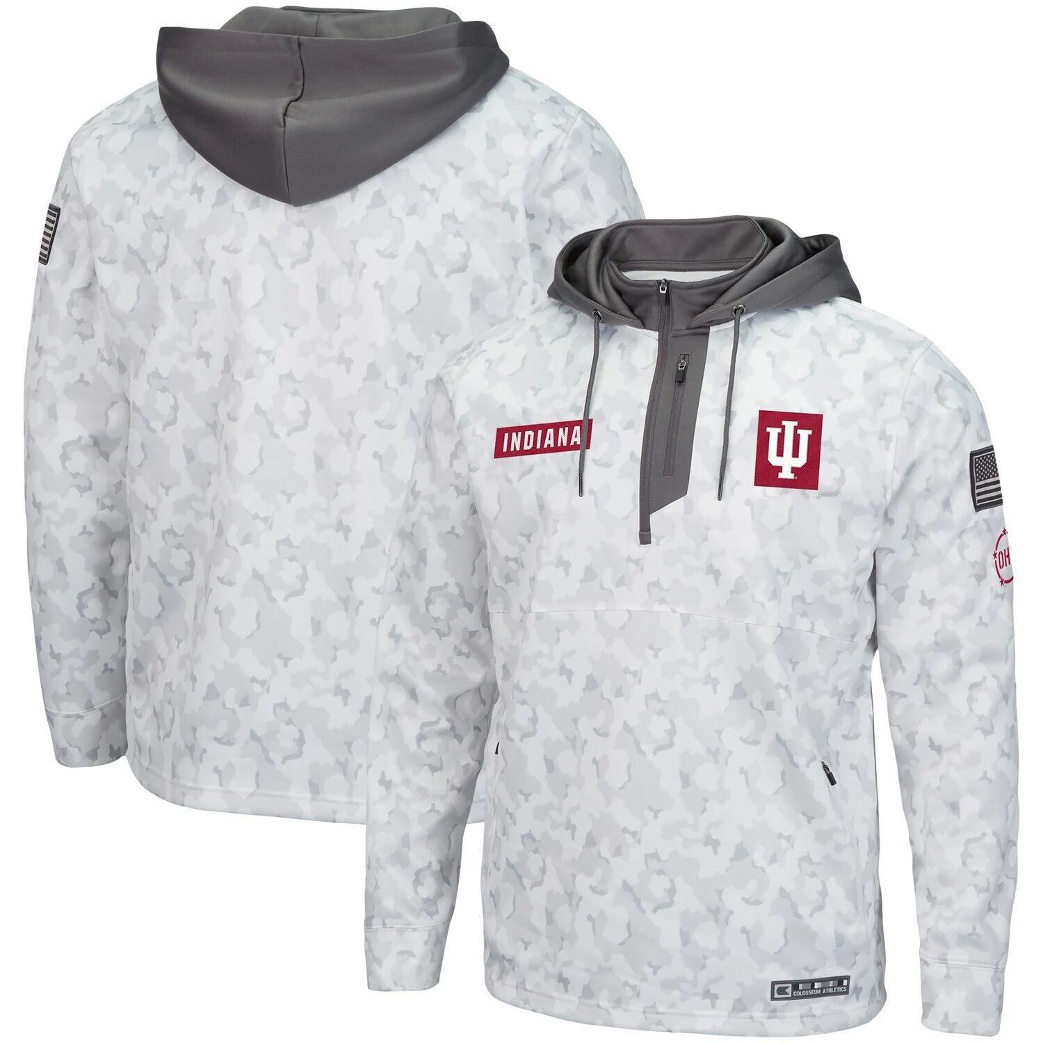 

Мужская толстовка с капюшоном на молнии в четверть с капюшоном Colosseum Arctic Camo Indiana OHT Military Appreciation