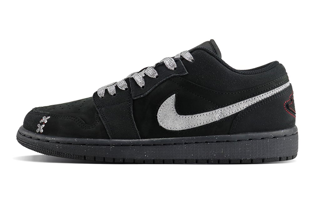 

Кроссовки Air Jordan 1 Vintage Basketball Shoes Men Low-top Black/silver, серебряный