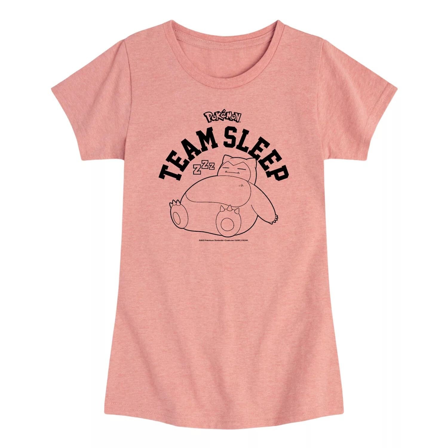 

Футболка с рисунком Pokemon Team Sleep Snorlax для девочек 7–16 лет Licensed Character, розовый