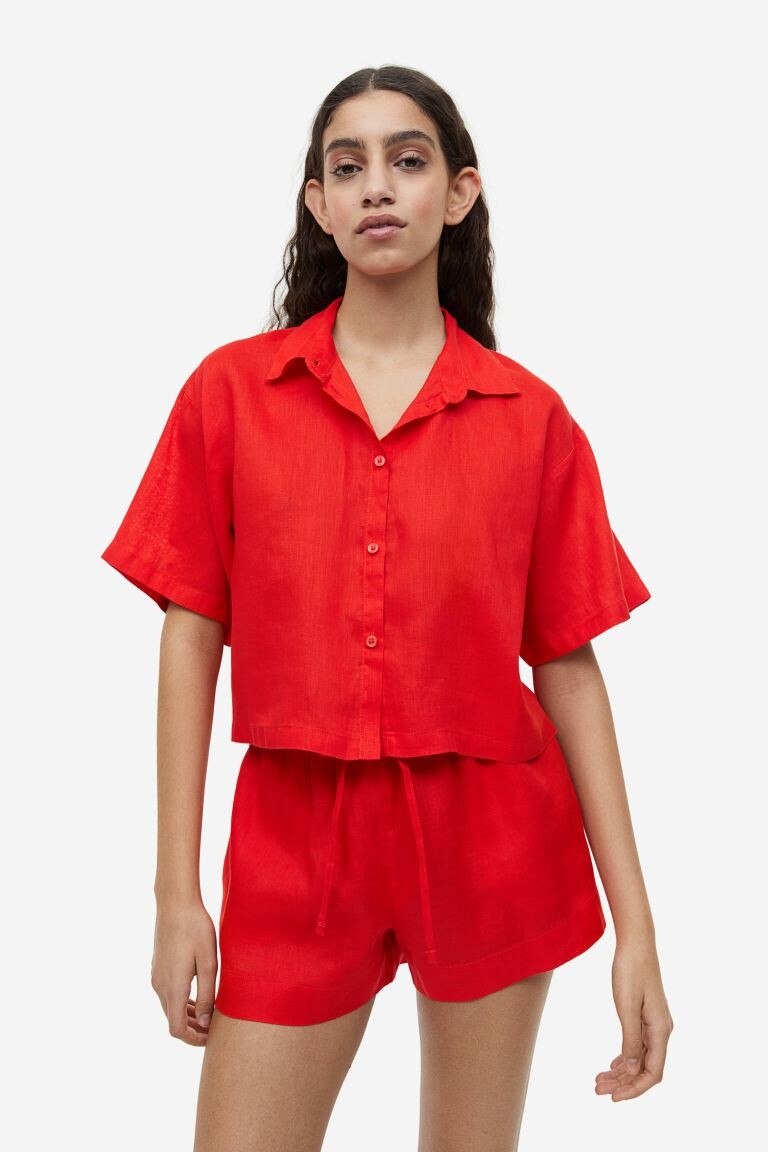 

Короткая льняная рубашка H&M