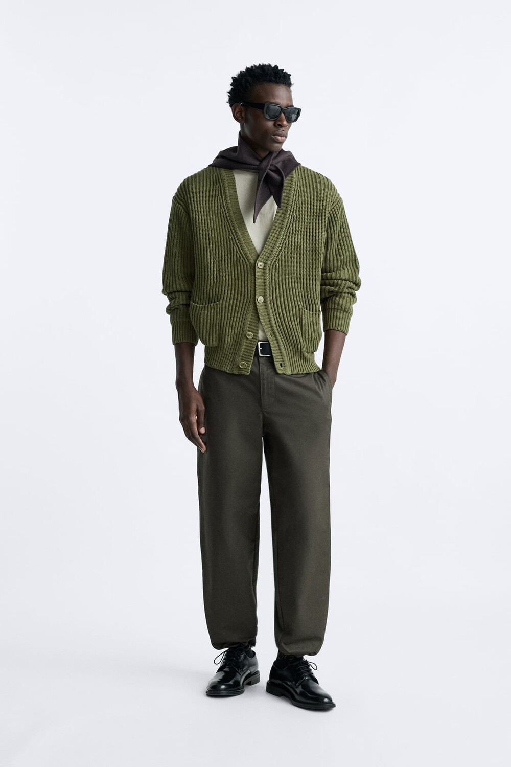 

Кардиган из хлопка ZARA, зеленый