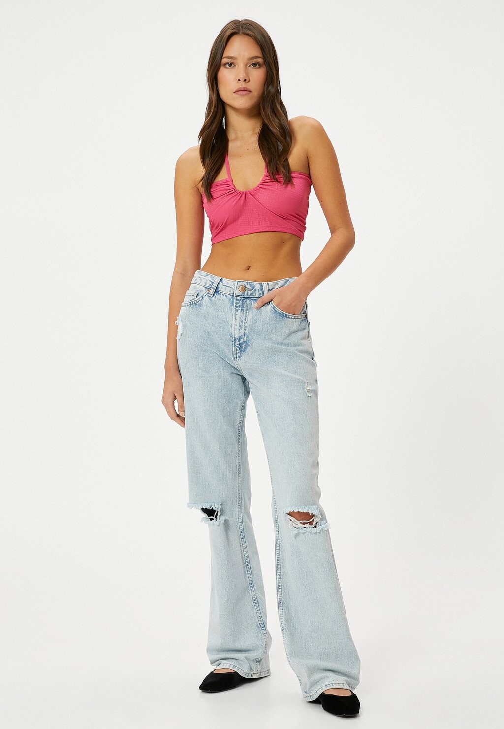 

Топ CROP TANK HALTER NECK CUT OUTS DETAIL Koton, розовый