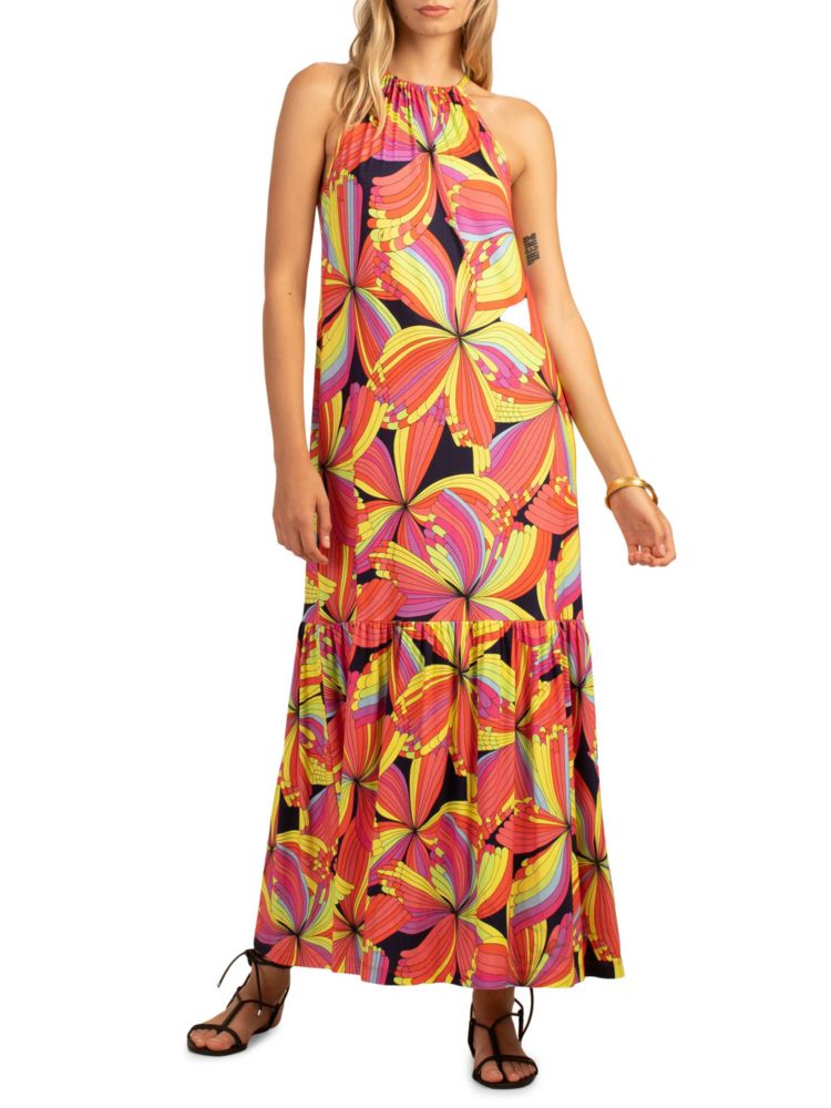 Платье макси с принтом La Concha Trina Turk, цвет Orange Multi
