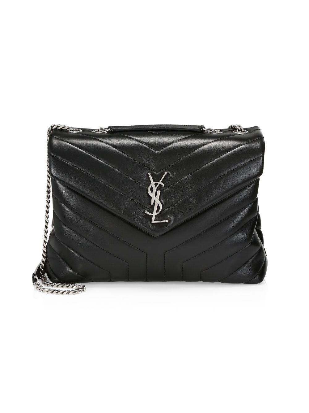 

Кожаная сумка через плечо Loulou Matelassé среднего размера Saint Laurent, черный