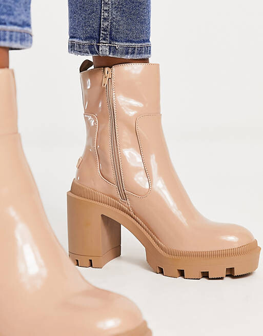 

Бежевые ботинки на резиновом каблуке River Island, Бежевый