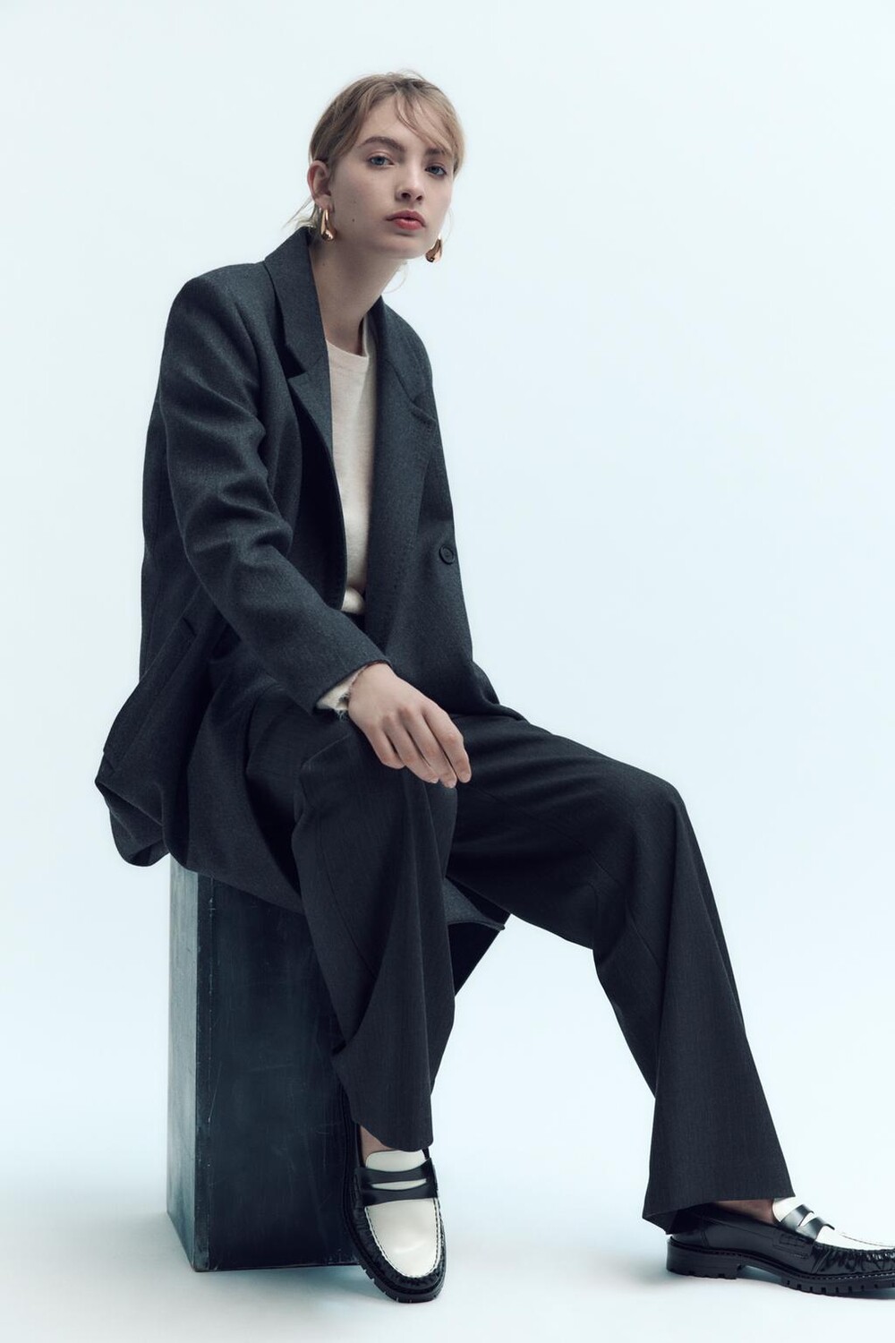 

Контрастные кожаные лоферы ZARA, мультиколор