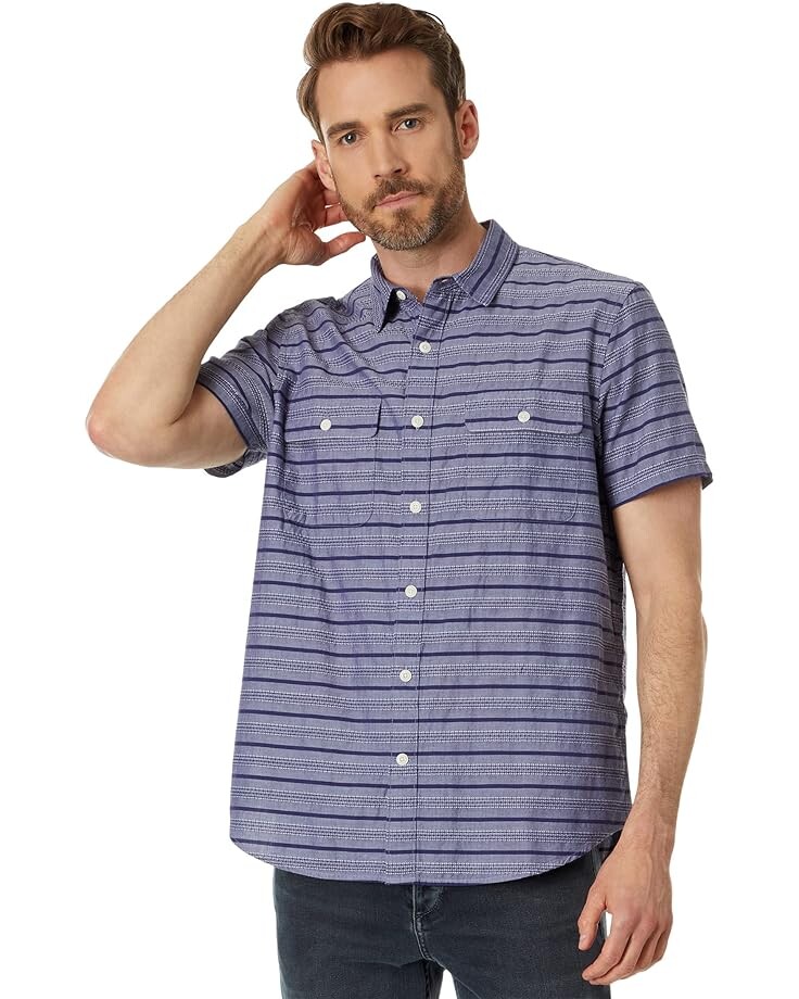 

Рубашка Lucky Brand Striped Short Sleeve Workwear Shirt, синий