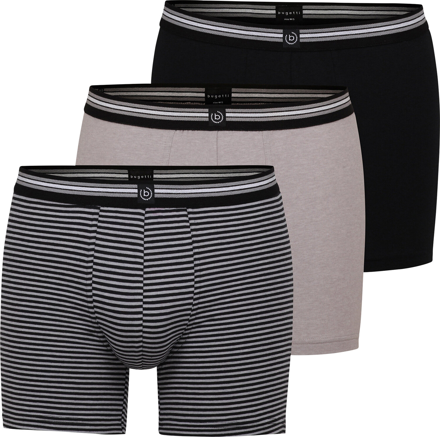

Трусы Bugatti Long Pants 3er Pack, цвет grau meliert/schwarz/geringelt