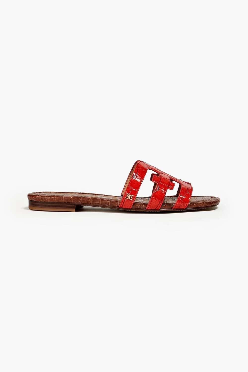 

Сандалии из искусственной кожи с тиснением под крокодила Sam Edelman, цвет Tomato red