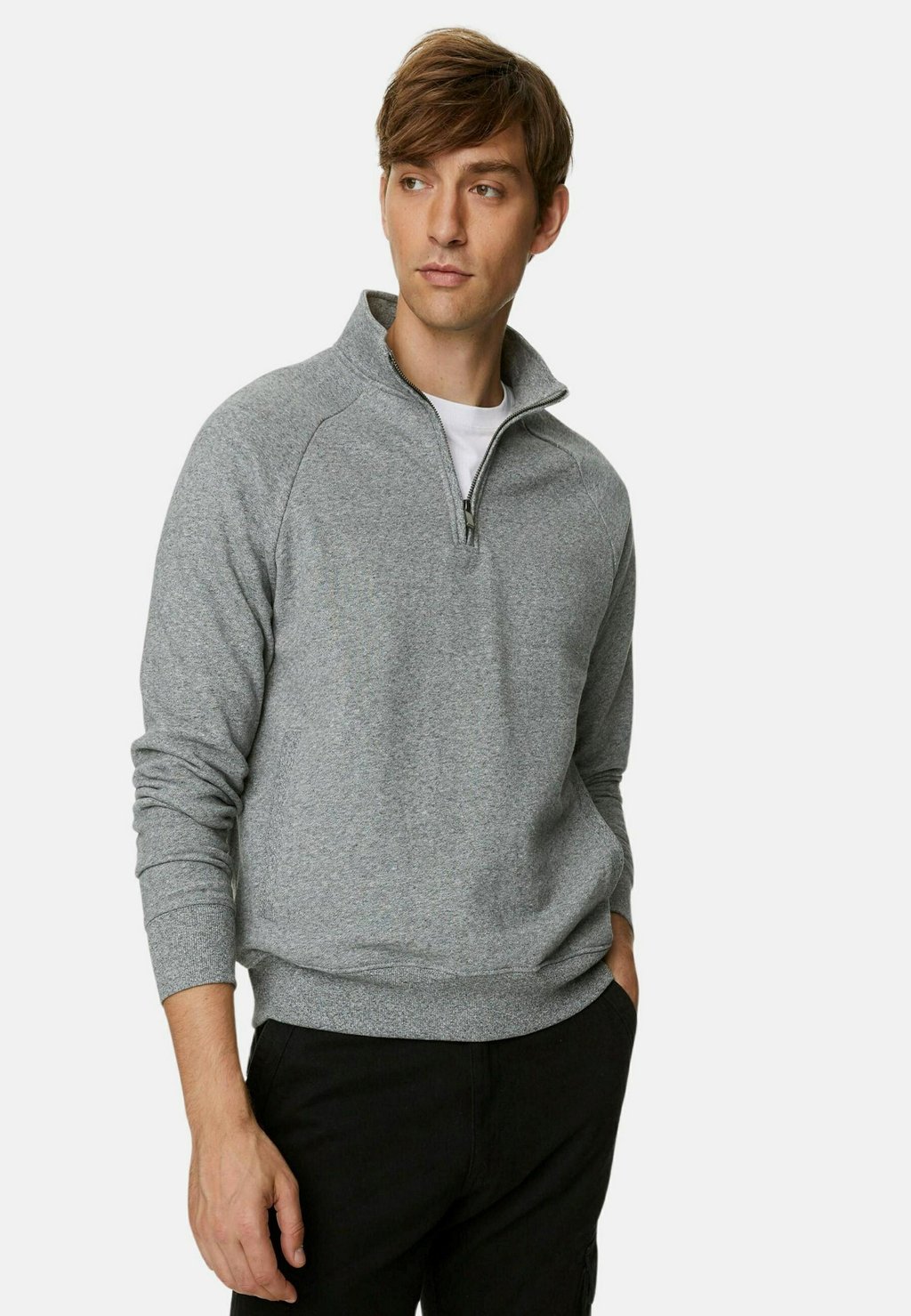 Вязаный свитер HALF ZIP SWEATSHIRT Marks & Spencer, цвет grey marl
