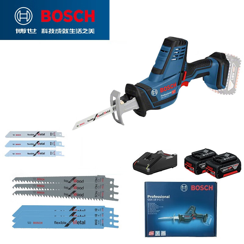 Сабельная пила Bosch GSA18V-Li + двойной аккумулятор 4.0Ah, аксессуары