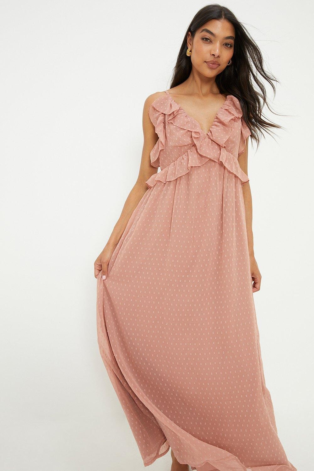 

Шифоновое платье макси Dobby Dorothy Perkins, розовый