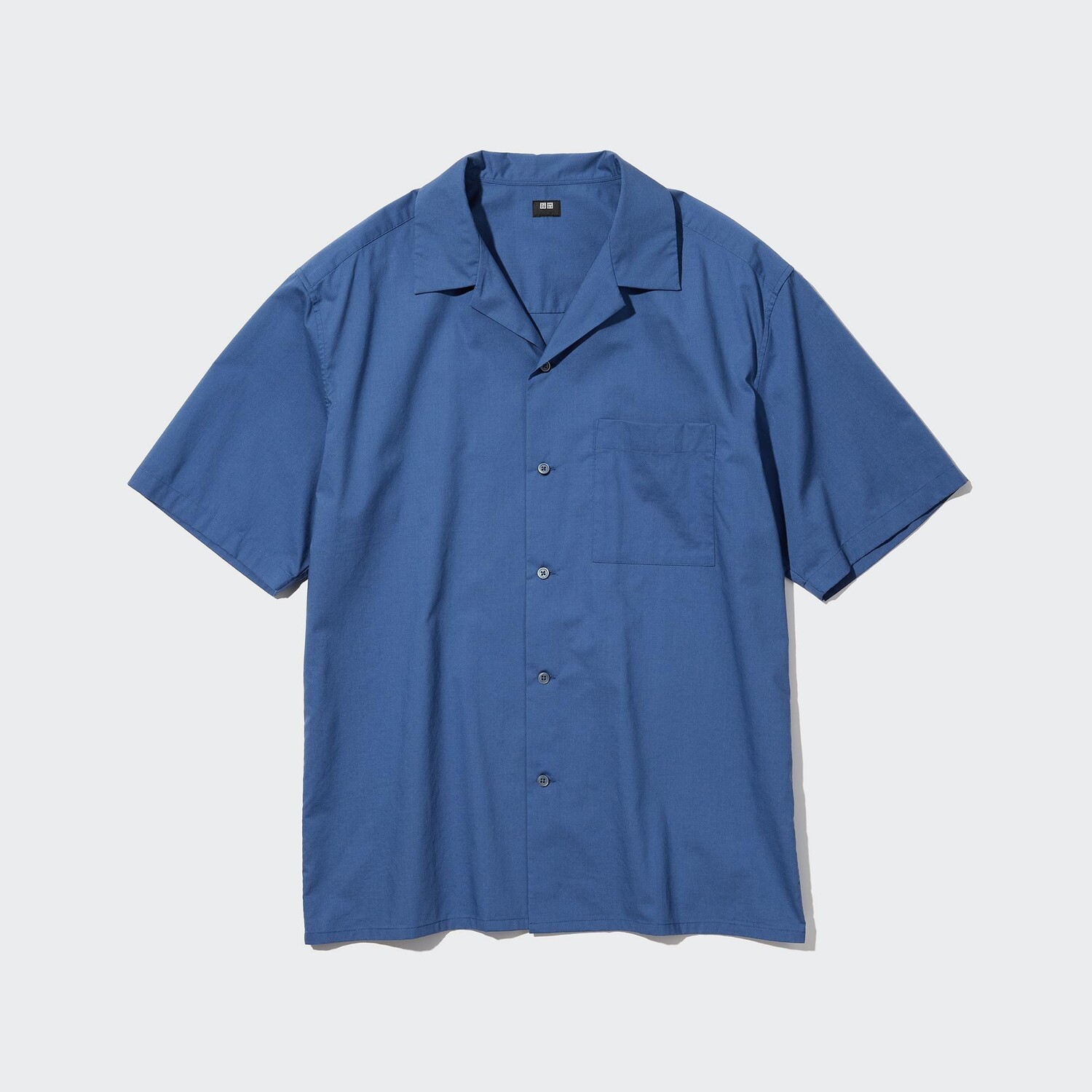 

Рубашка UNIQLO из смешанного хлопка с короткими рукавами, синий