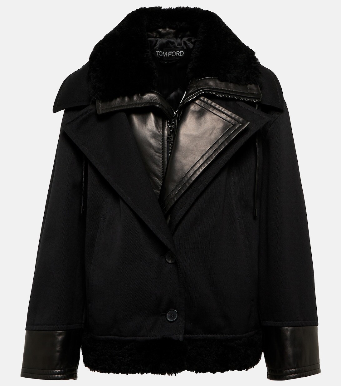 

Куртка с кожаной отделкой TOM FORD, черный