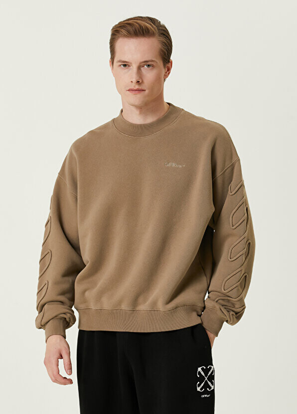 

Бежевый свитшот с вышитым логотипом Off-White