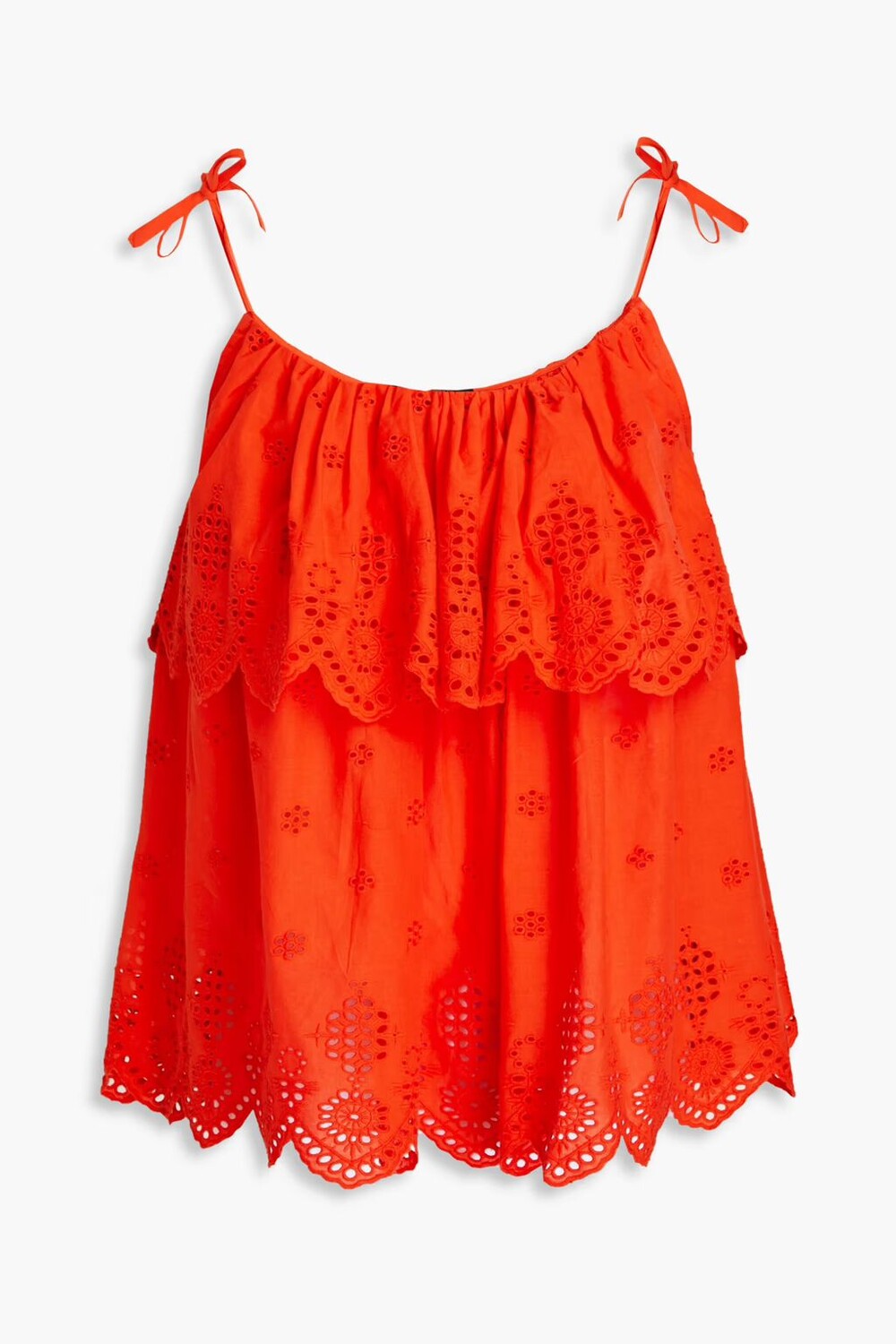 

Хлопковый топ Albertthe со сборками из английской вышивки Stella Nova, цвет Tomato red