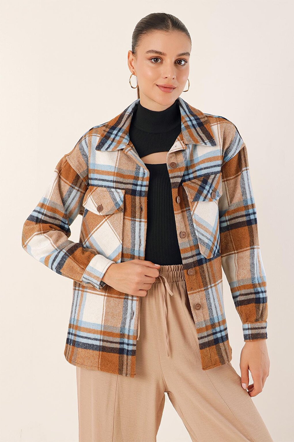 3958 Рубашка Oversize Lumberjack – Светло-коричневый Bigdart