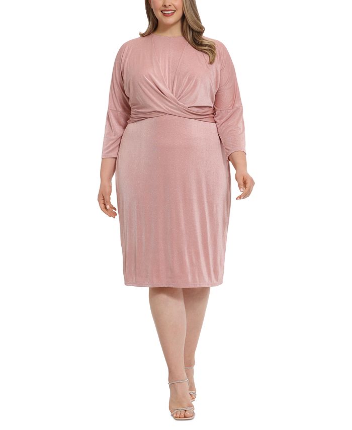 Трикотажное платье с блестками размера плюс London Times, розовый
