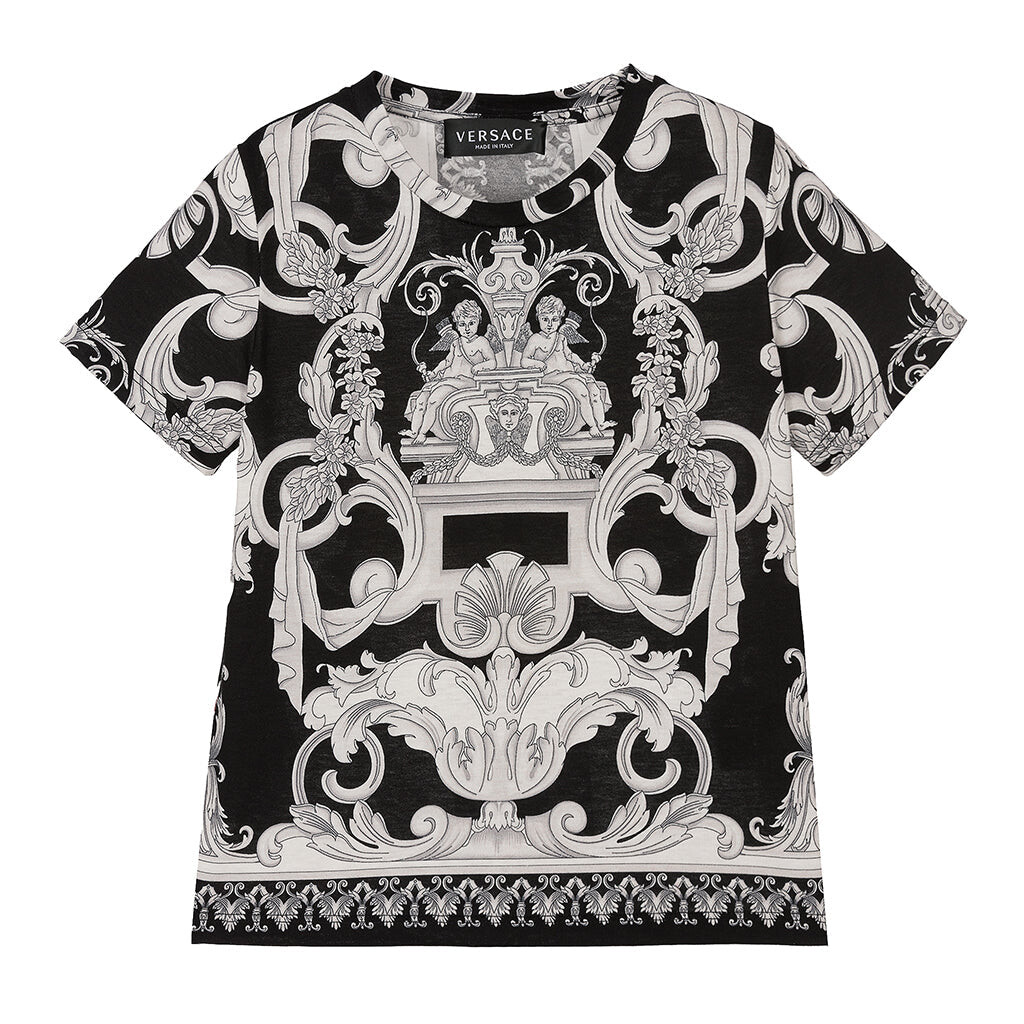 

Черно-белая футболка Versace, мультиколор
