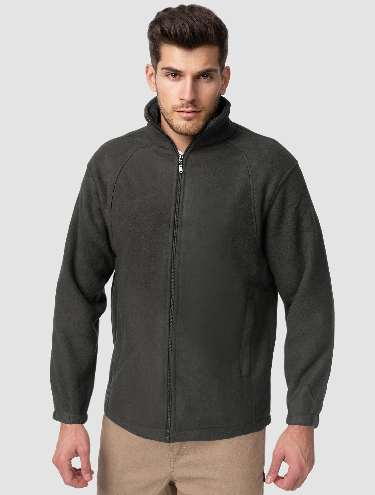 Толстовка Arizona Shopping Fleece Jacke Full Zip Übergangsjacke ohne Kapuze, серый