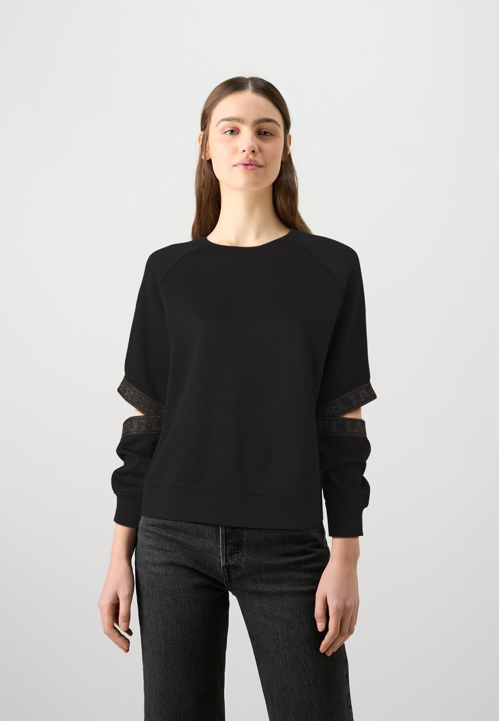 

Спортивный свитер GLITTER LOGO TAPE SWEATSHIRT KARL LAGERFELD, черный