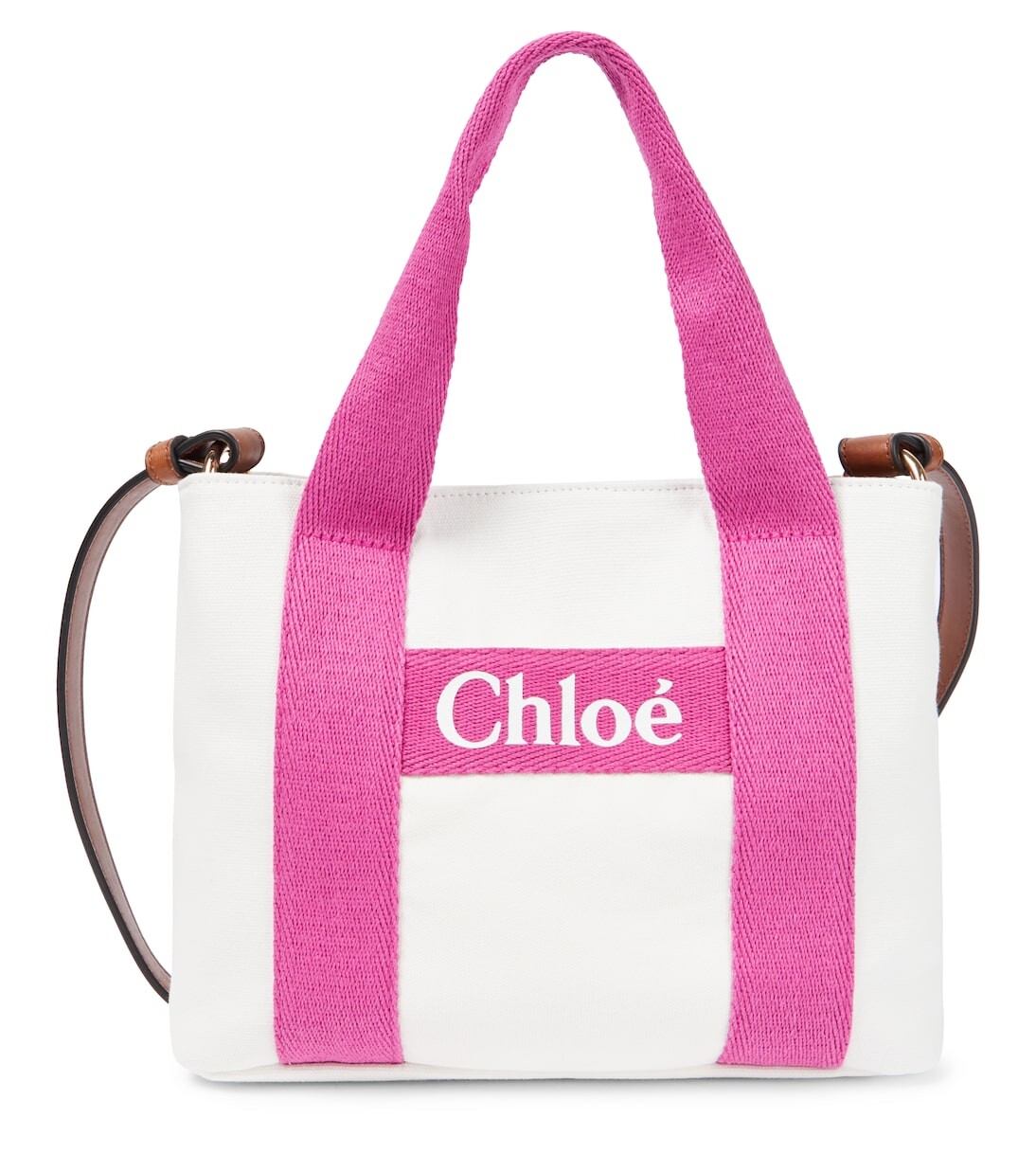 

Холщовая большая сумка с логотипом Chloé, белый