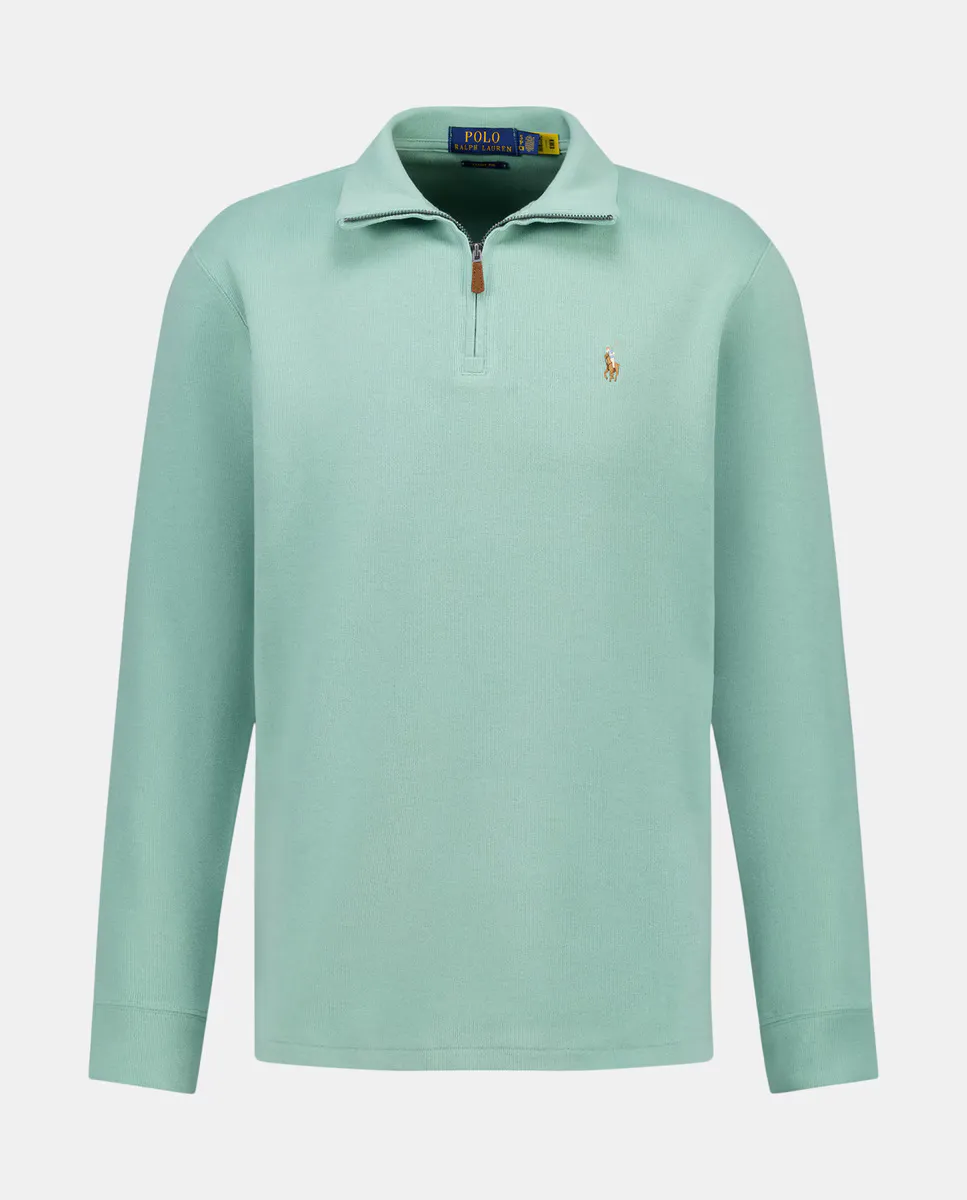 

Мужской хлопковый свитер с высоким воротником и застежкой-молнией Polo Ralph Lauren, цвет Verde Menta