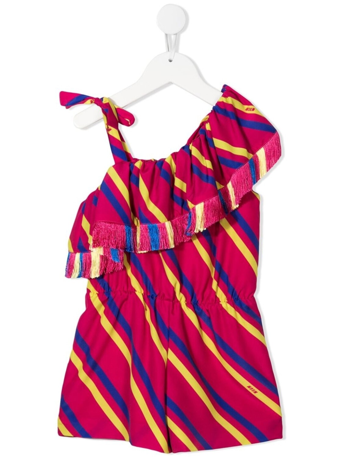 

MSGM Kids полосатое платье на одно плечо, розовый