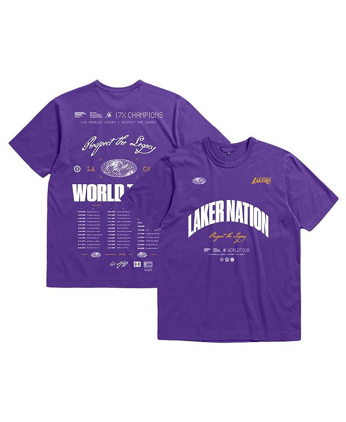 

Мужская и женская футболка Bleacher Report x фиолетовая футболка Los Angeles Lakers World Tour Mitchell & Ness, фиолетовый